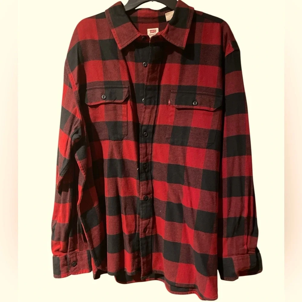 100% Cotton Levi's Red and Black Checkered Men's Shirt